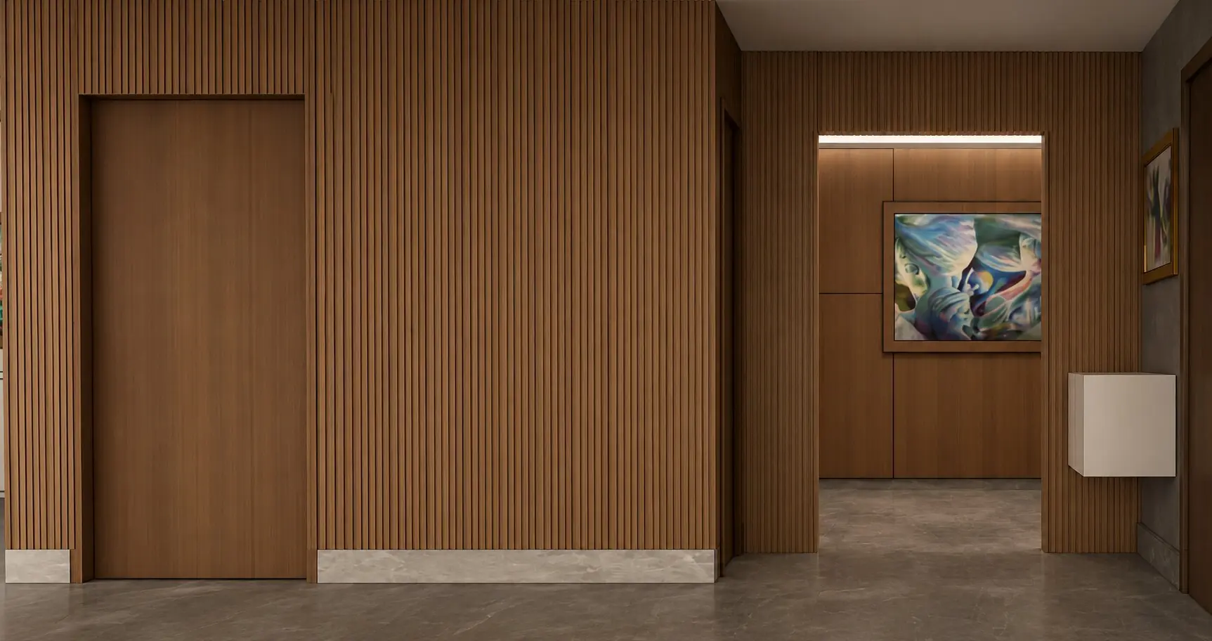 Pasillo y panelados de madera — Empire Residence
