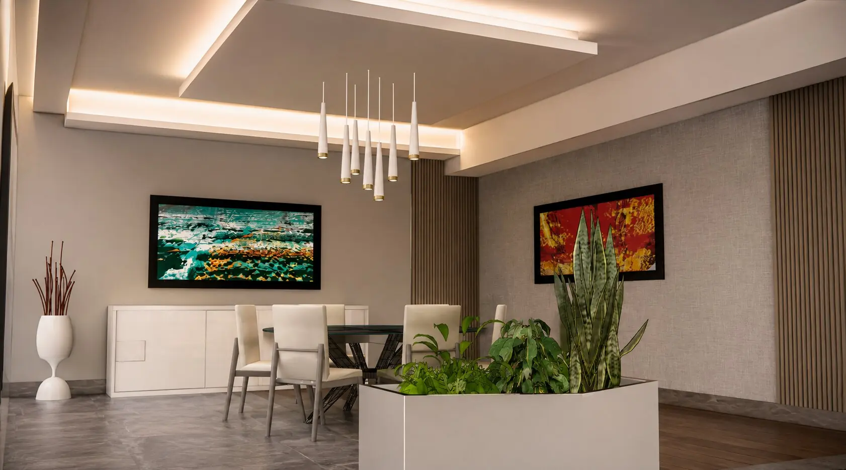 Comedor y transición hacia el salón — Empire Residence