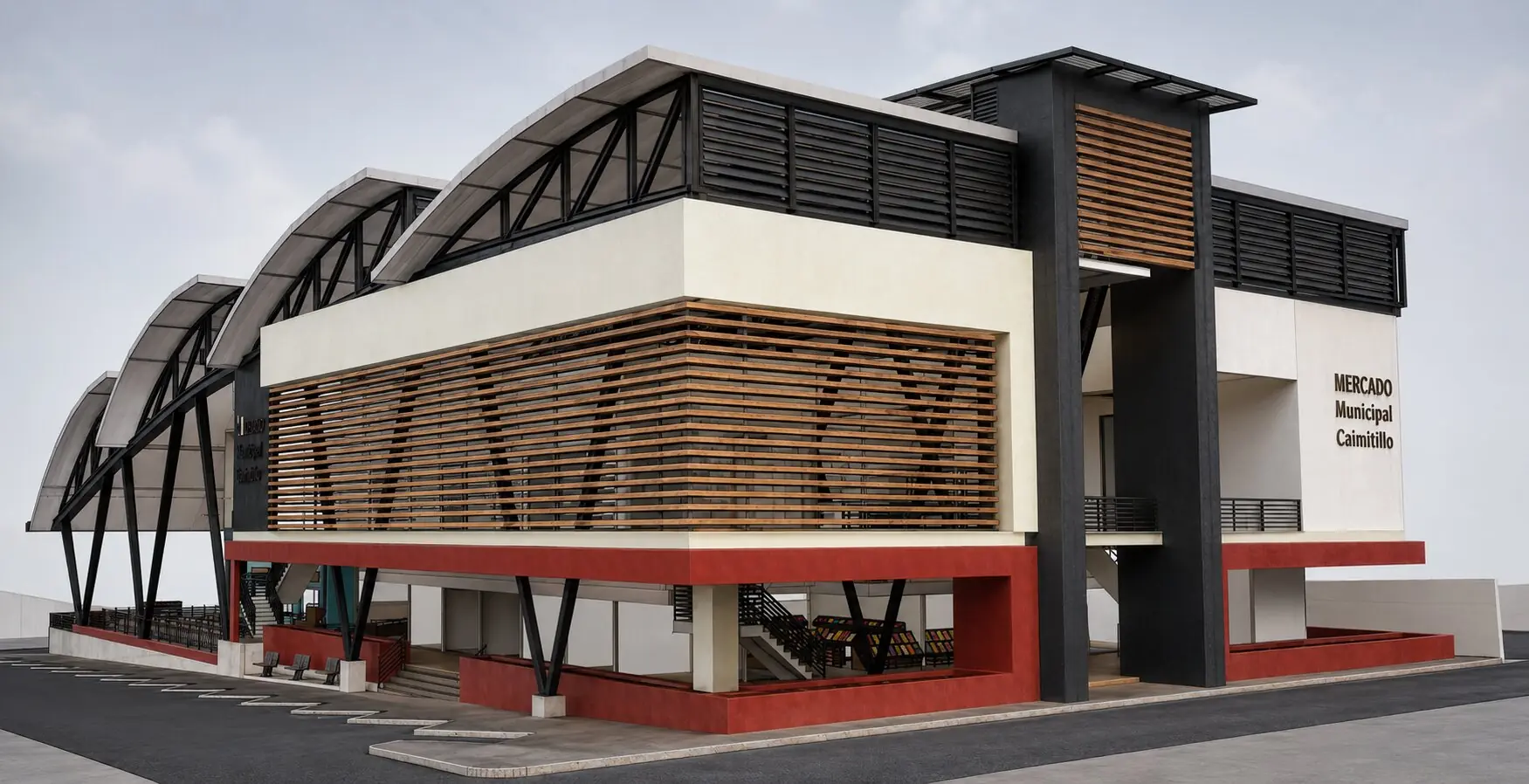 Protección solar y composición exterior — Mercado Municipal de Caimitillo